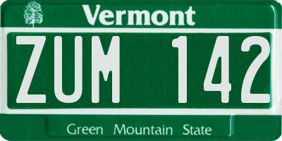 VT license plate ZUM142