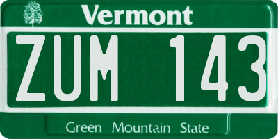 VT license plate ZUM143
