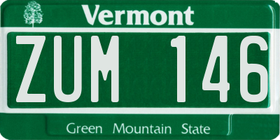 VT license plate ZUM146