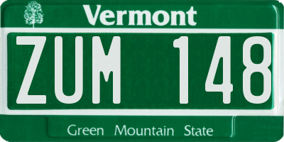 VT license plate ZUM148
