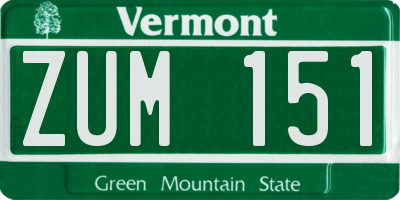 VT license plate ZUM151