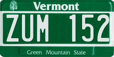 VT license plate ZUM152