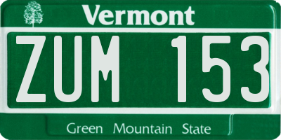 VT license plate ZUM153