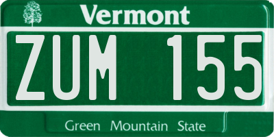 VT license plate ZUM155