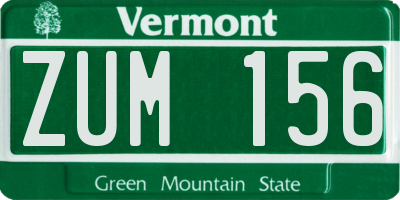 VT license plate ZUM156