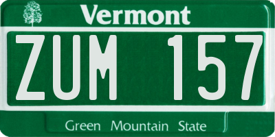 VT license plate ZUM157
