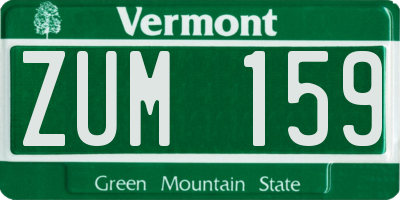 VT license plate ZUM159