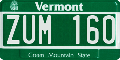 VT license plate ZUM160