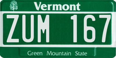 VT license plate ZUM167