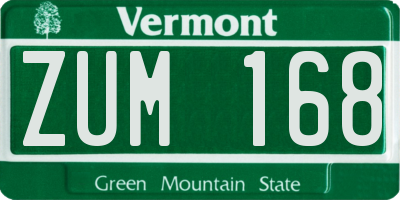 VT license plate ZUM168