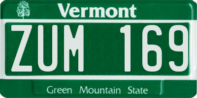 VT license plate ZUM169