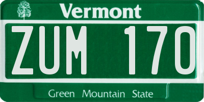 VT license plate ZUM170