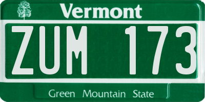 VT license plate ZUM173