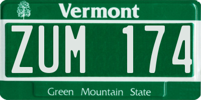 VT license plate ZUM174