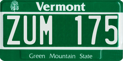 VT license plate ZUM175