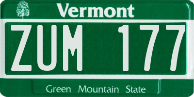VT license plate ZUM177