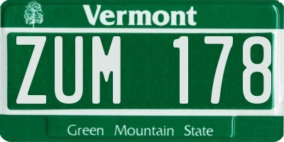 VT license plate ZUM178