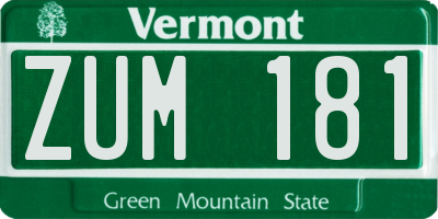 VT license plate ZUM181