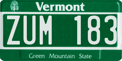 VT license plate ZUM183