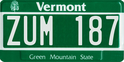 VT license plate ZUM187