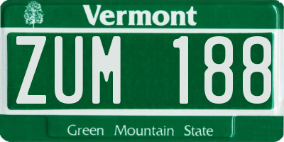 VT license plate ZUM188