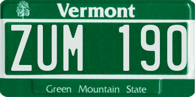 VT license plate ZUM190