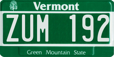 VT license plate ZUM192