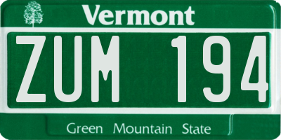 VT license plate ZUM194