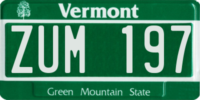 VT license plate ZUM197