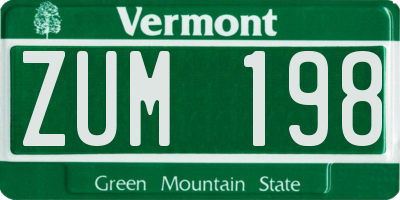 VT license plate ZUM198