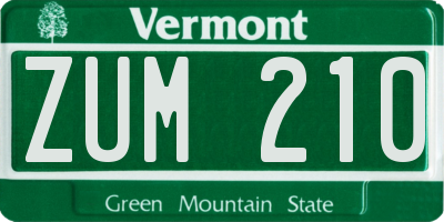 VT license plate ZUM210