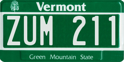 VT license plate ZUM211