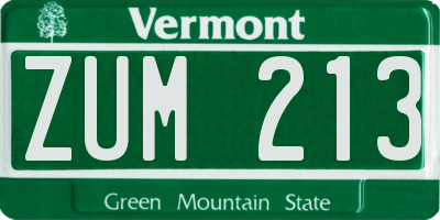 VT license plate ZUM213