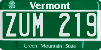 VT license plate ZUM219