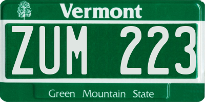 VT license plate ZUM223