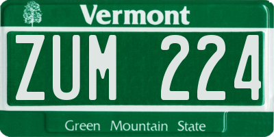 VT license plate ZUM224