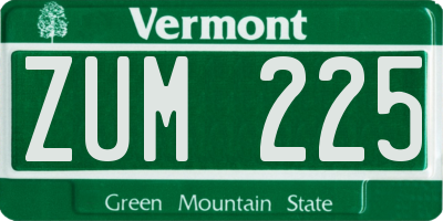 VT license plate ZUM225
