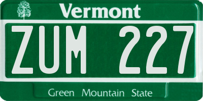 VT license plate ZUM227