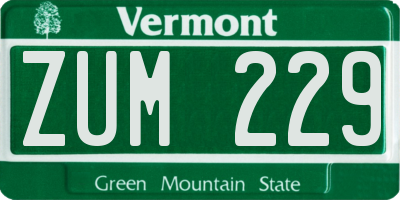 VT license plate ZUM229