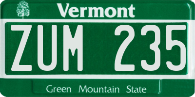 VT license plate ZUM235