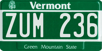 VT license plate ZUM236
