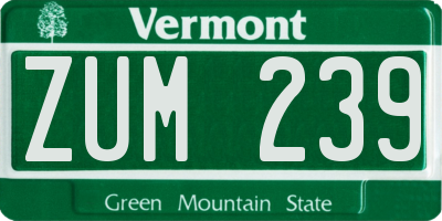 VT license plate ZUM239