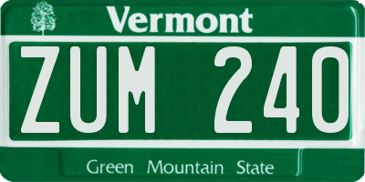 VT license plate ZUM240
