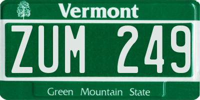 VT license plate ZUM249