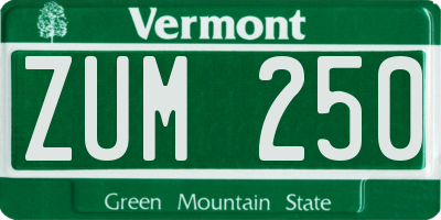 VT license plate ZUM250
