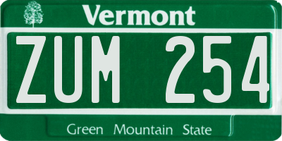 VT license plate ZUM254