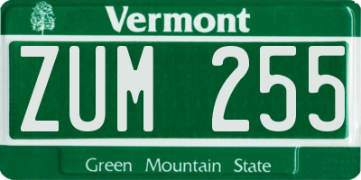 VT license plate ZUM255