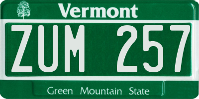 VT license plate ZUM257