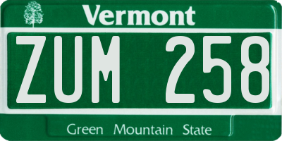 VT license plate ZUM258