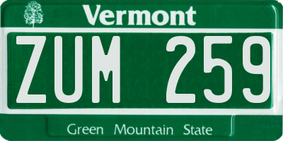 VT license plate ZUM259